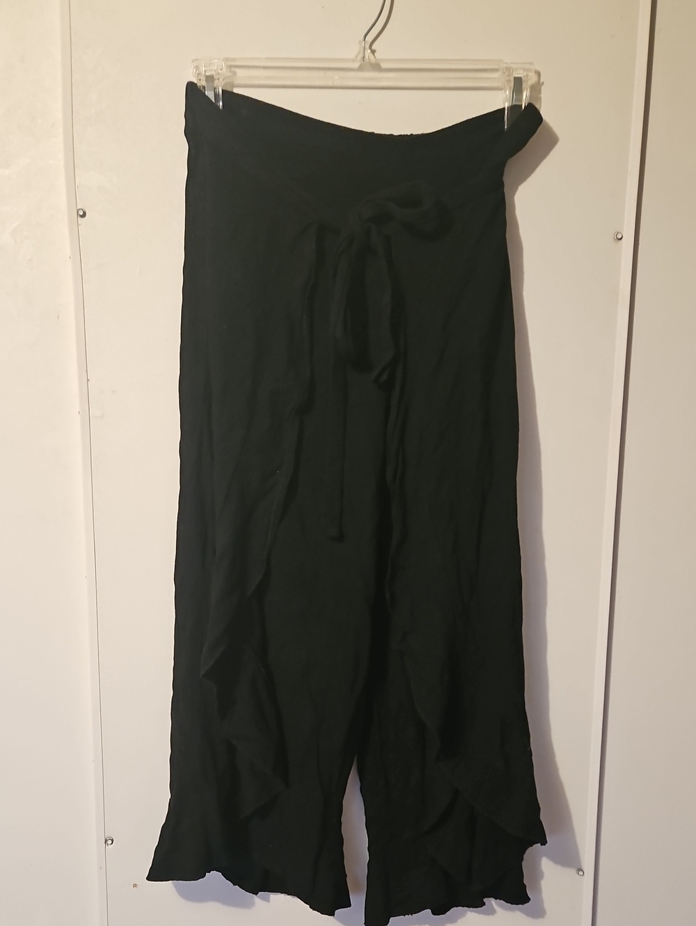 Umgee Black Wide-Leg Pants With Overlay Medium